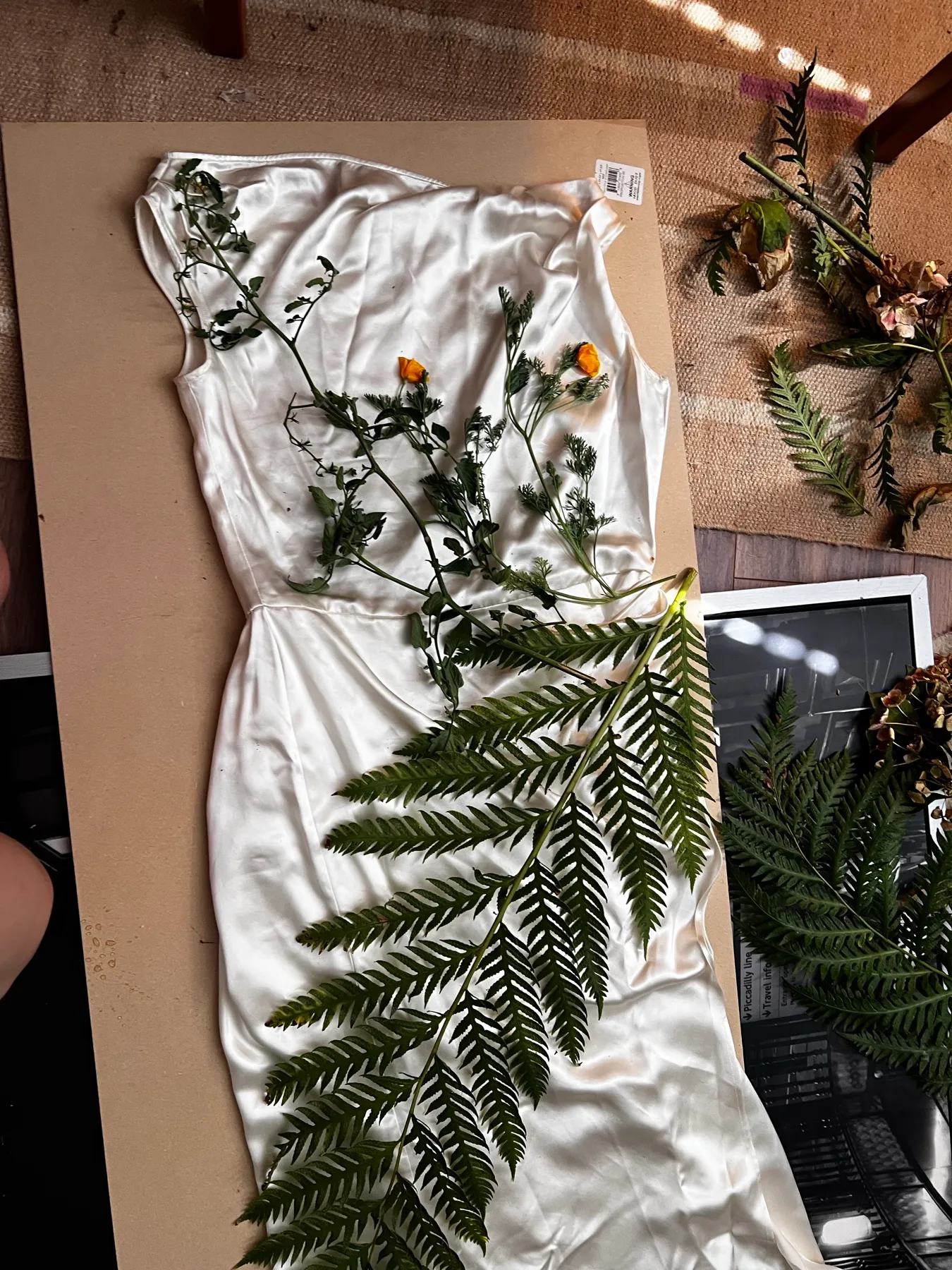 Before. Ivory silk, tag still on.